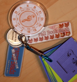 Our piano lesson key chains include the Memorization card.