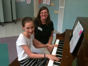 Annabelle rehearses for the Chorus teacher.